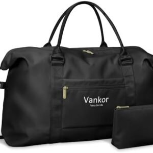 Large Duffle Bag for Travel Waterproof 21 Inch, Vankor Gym Duffel Bag for Women Men Durable Carry on Weekender Overnight Sports Luggage Weekend Beach Yoga Workout Hospital Mommy Diaper Bag Black
