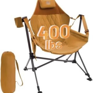 TIMBER RIDGE Hammock Camping Chair, Oversized Swinging Chair with Adjustable Back and Seat Height, Portable Folding Rocking Camping Chair for Outdoor Lawn, Backyard and Patio, Supports 400lbs, Orange