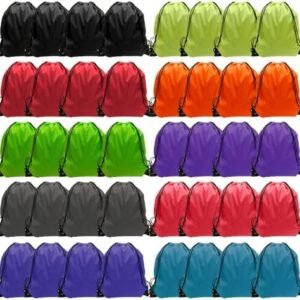 GoodtoU Drawstring Backpack 40 Pcs Cinch Bags Drawstring Bags Bulk Nylon Draw String Sport Bag, 10 Colors