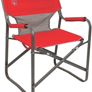 Coleman Outpost Breeze Steel Deck Chair, Portable Folding Chair with Padded Arm Support & Angled Sitting Position for Comfort, Great for Camping, Patio, Tailgating, Sideline Sports, & More