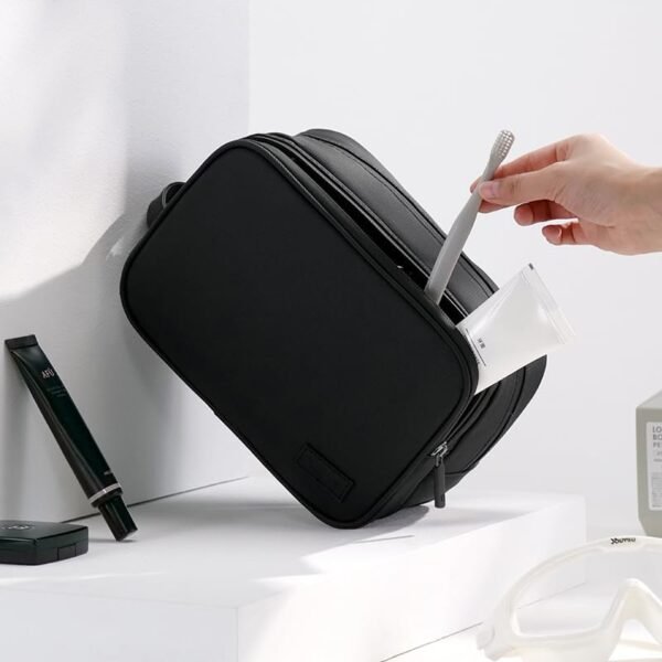 Leather Toiletry Bag, Travel Toiletry Organizer, Dopp Kit Water-resistant Shaving Bag for Toiletries Accessories, Door Room Essentials for Women and Men - Image 9