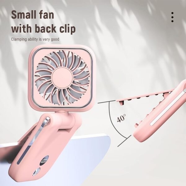 Handheld Mini Fan, Clip on Hand Fan, Rechargeable Personal Fan with LED Display, 100 Speed Adjustable Pocket Fan, Portable Fan for Concert/Stroller/Travel/Makeup, Gift for Women (pink) - Image 5