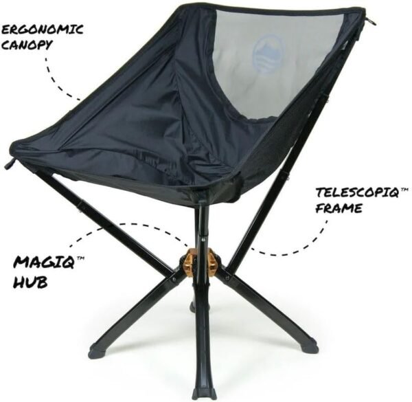 CLIQ Portable Chair - Lightweight Folding Chair for Camping - Supports 300 Lbs - Perfect for Outdoor Adventures - Black Chair - Image 6