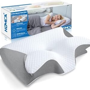 HOMCA Memory Foam Cervical Pillow, 2 in 1 Ergonomic Contour Orthopedic Pillow for Neck Pain, Contoured Support Pillows for Side Back Stomach Sleepers