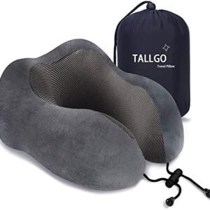 Travel Pillow, Best Memory Foam Neck Pillow Head Support Soft Pillow for Sleeping Rest, Airplane Car & Home Use (Grey)