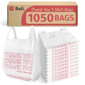 Reli. Plastic Bags Thank You (1050 Count) | White Grocery Bags, Plastic Shopping Bags with Handles