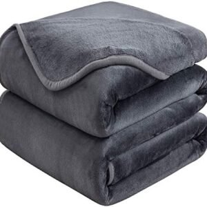 Soft Queen Size Blanket for All Season Warm Fuzzy Microplush Lightweight Thermal Fleece Summer Autumn Fall Winter Spring Blankets for Queen Full Bed Couch Sofa,90x90 Inches,Dark Gray